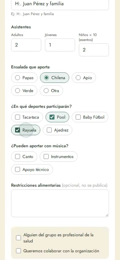 Paso 2 · Nombre y asistentes