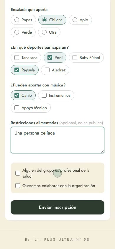 Paso 3 · Ensalada, deportes y música
